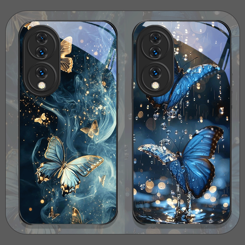 Huawei Nova 12 - Luxurious Blue Butterfly Art Printed Tempered